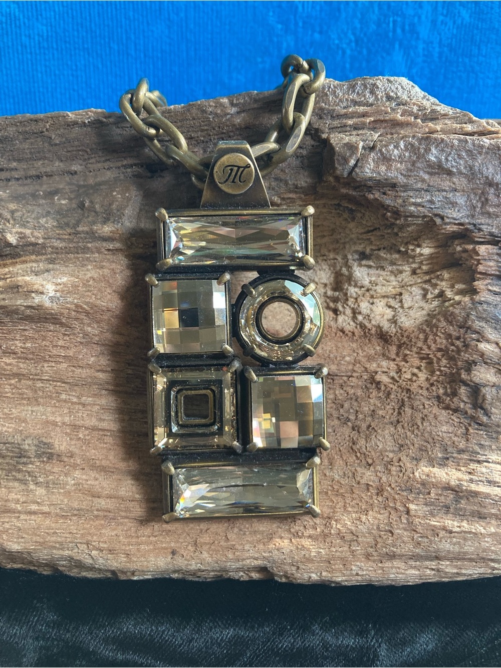 Brassy toned Myka Faceted Crystal Necklace